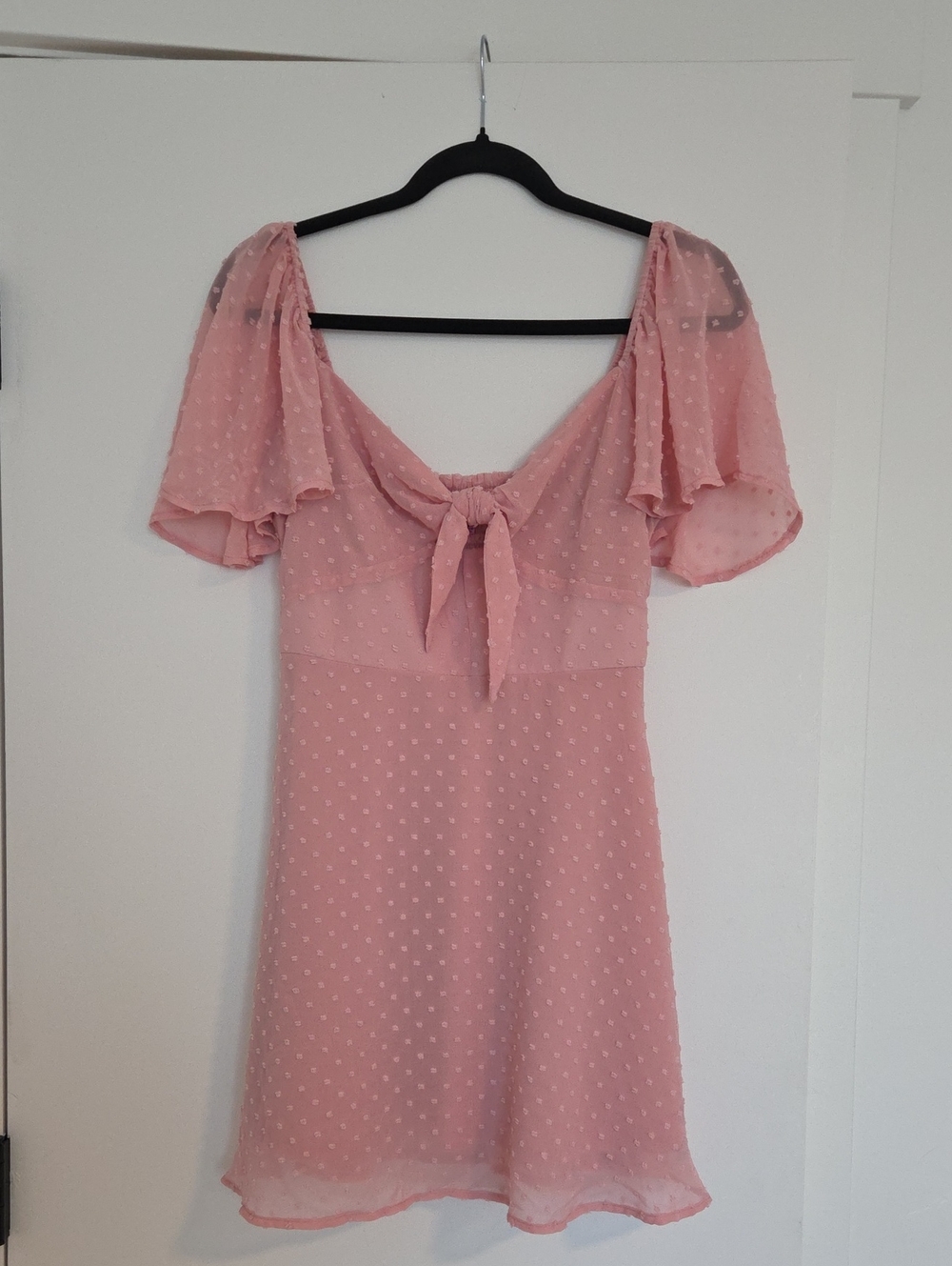 miami Pink Swiss Dot Tie-Front Mini Dress
